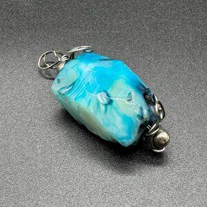 Semi-Precious Stone Necklace Pendant Blue Tourmaline or Nephrite no chain